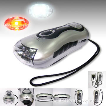 Crank Dynamo LED Flashlight with AM/FM Radio and Mobile Phone Charger